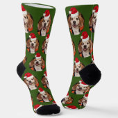 Pet Foto Pattern Forest Grün Weihnachten Socken (Gewinkelt)