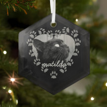 Pet Foto Paw Print Heart Katze Weihnachtsschmuck