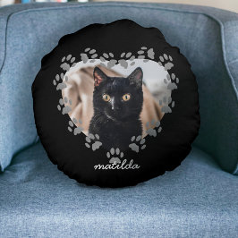 Pet Foto Paw Print Heft Black Cat Liebe Zitat Rundes Kissen