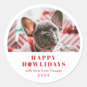 Pet Foto Paw Print Pub Weihnachtsfeiertag Runder Aufkleber (Vorderseite)
