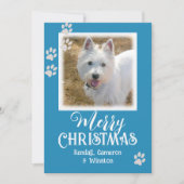 Pet Foto Paw Prints Frohe Weihnachtskarten Einladung (Vorderseite)