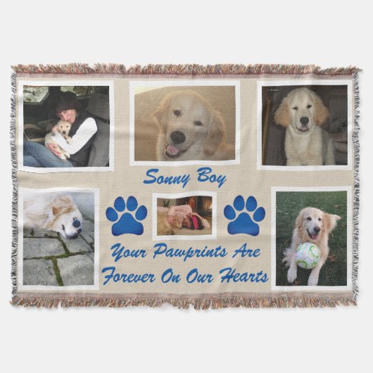 Pet Foto Rainbow Bridge "Your Pawprints" Decke (Vorderseite)