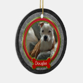 Pet Foto Red Green Grey Leather Weihnachten Keramikornament (Rechts)