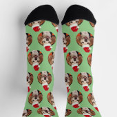 Pet Foto Sage Green Weihnachtsmannmützen Niedlich Socken (Oben)