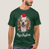 Pet Foto Weihnachtsmannmütze Dunkelgrün Frohe Weih T-Shirt (Vorderseite)