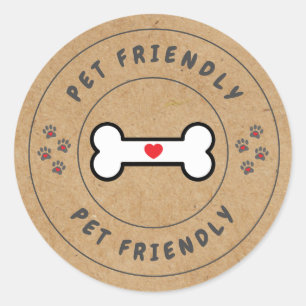 Pet Friendly Kraft Label mit Knochen Runder Aufkleber