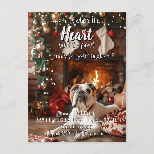 Pet-Friendly Real Estate Christmas dog Postkarte (Vorderseite)