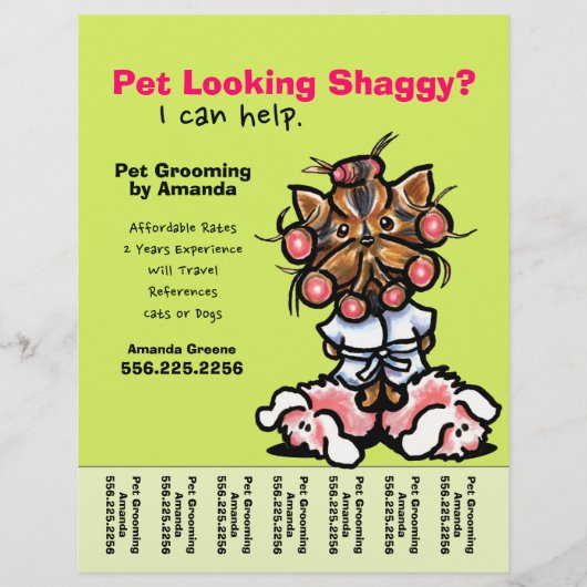 Pet Groomer Dog Grooming Personalisiert Tear Sheet Flyer (Vorne)