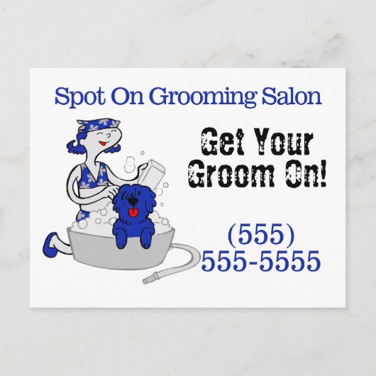 Pet Groomer macht in Blue Postcard Spaß Postkarte (Vorderseite)