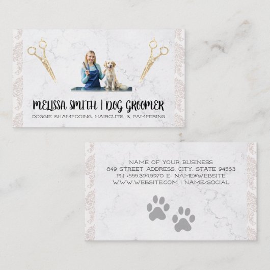 Pet Groomer mit Hund | Tierpflege Visitenkarte (Vorne/Hinten)
