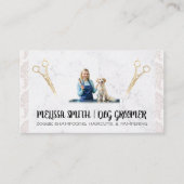 Pet Groomer mit Hund | Tierpflege Visitenkarte (Vorderseite)