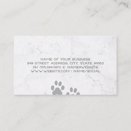 Pet Groomer | NIEDLICHER SPITZ | Goldmetallschneid Visitenkarte (Rückseite)