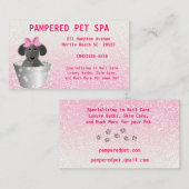 Pet Groomer Pink Glitzer Business Card Visitenkarte (Vorne/Hinten)