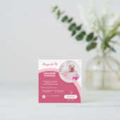 Pet Groomer Pink Moderne Visitenkarte (Stehend Vorderseite)