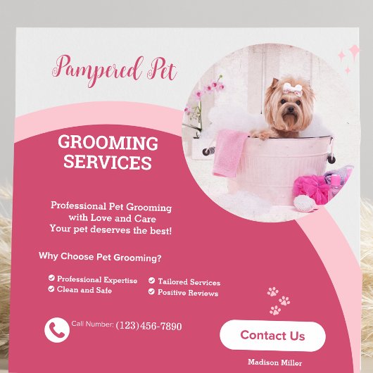 Pet Groomer Pink Moderne Visitenkarte