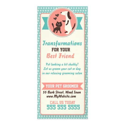 Pet Groomer Rack Card - Personalizable Werbekarte (Vorne)