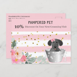 Pet Groomer Welpe im Tub Marketing Postkarte