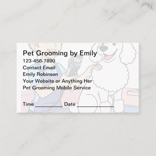 Pet Grooming Appointment Cards Design Template Terminkarte (Vorderseite)