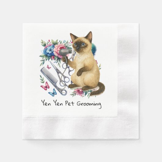 Pet Grooming Aquarell für Katzenliebhaber Serviette (Vorderseite)