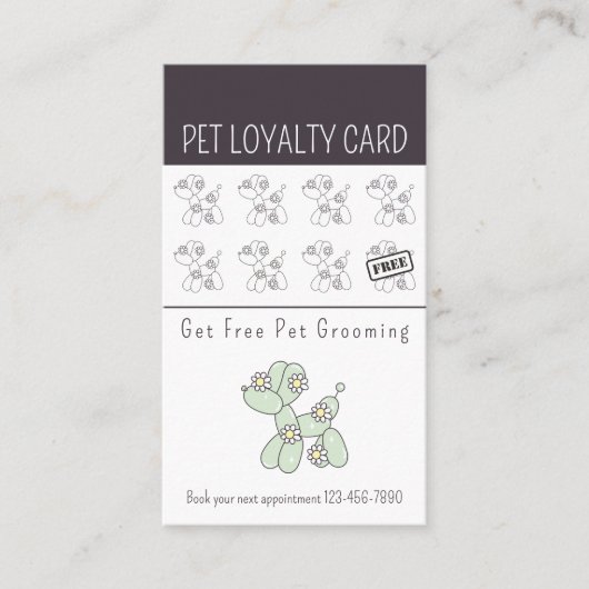 Pet grooming Ballon Hund Loyalität Visitenkarte (Vorderseite)