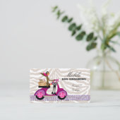 Pet Grooming Business Card Zebra Scooter Brown Visitenkarte (Stehend Vorderseite)