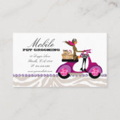 Pet Grooming Business Card Zebra Scooter Brown Visitenkarte (Rückseite)
