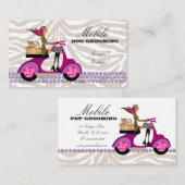 Pet Grooming Business Card Zebra Scooter Brown Visitenkarte (Vorne/Hinten)