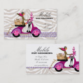 Pet Grooming Business Card Zebra Scooter Cupcakes Visitenkarte (Vorne/Hinten)