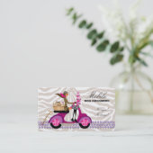 Pet Grooming Business Card Zebra Scooter Cupcakes Visitenkarte (Stehend Vorderseite)