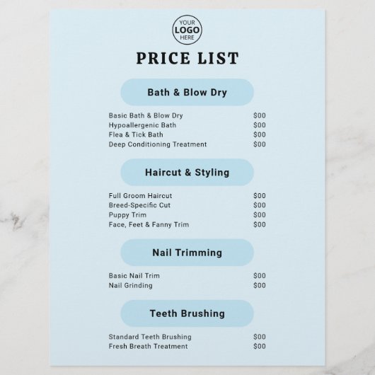 Pet Grooming Foto QR Code Blue Flyer (Hinten)