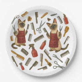 Pet grooming hairdresser for cat lovers pappteller