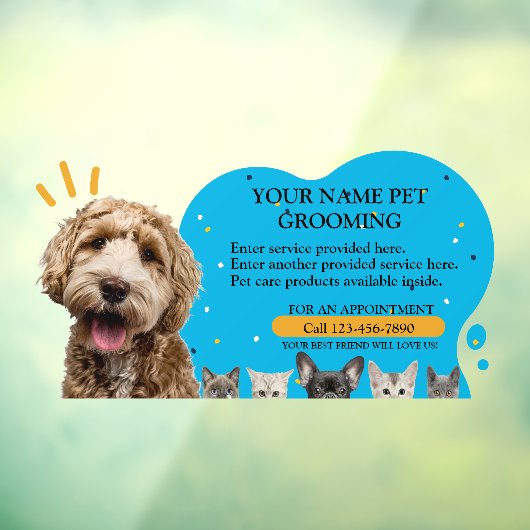 Pet Grooming Hunde und Katzen Farbschlag anpassen Fensteraufkleber (Blatt 3)