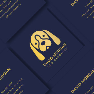 Pet Grooming Luxury Gold Dog Logo Quadratische Visitenkarte