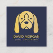Pet Grooming Luxury Gold Dog Logo Quadratische Visitenkarte (Vorderseite)