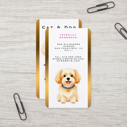 Pet Grooming Personalized Luxury Trendy Collection Visitenkarte (Vorderseite/Rückseite Beispiel)