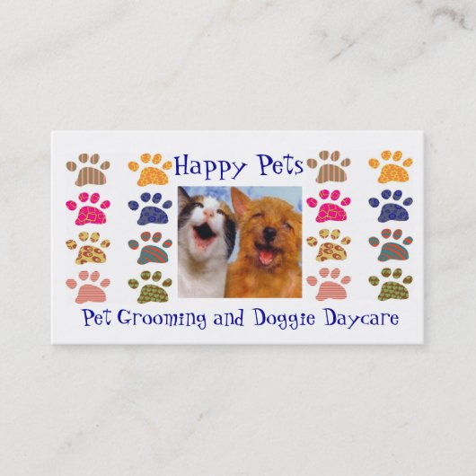 Pet Grooming Pets Sitting Paw Prints Business Card Visitenkarte (Vorderseite)
