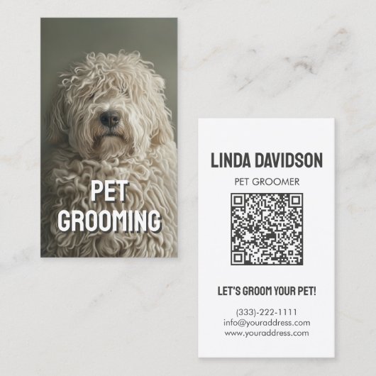 Pet Grooming Salon Care Boutique Komondor Portrait Visitenkarte (Vorne/Hinten)