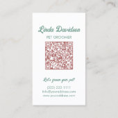 Pet Grooming Salon Care Boutique Poodle Portrait Visitenkarte (Rückseite)