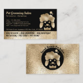 Pet Grooming Salon Gold Sparkling Visitenkarte (Vorne/Hinten)