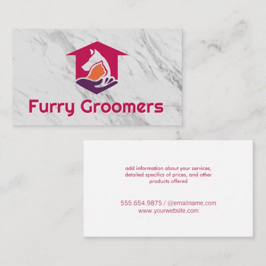 Pet Grooming | Scissors | Cute Dog Cat Visitenkarte (Vorne/Hinten)
