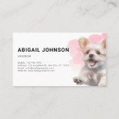 Pet Grooming Service - Pink Watercolor Dog Visitenkarte (Rückseite)