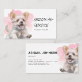 Pet Grooming Service - Pink Watercolor Dog Visitenkarte (Vorne/Hinten)