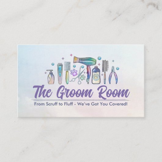 Pet Grooming Services - Aquarellkunst Visitenkarte (Vorderseite)