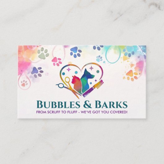 Pet Grooming Services - Aquarellkunst Visitenkarte (Vorderseite)