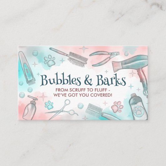 Pet Grooming Services - Aquarellkunst Visitenkarte (Vorderseite)