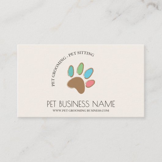 Pet Grooming Sitting Hund Katzen Paw Visitenkarte (Vorderseite)