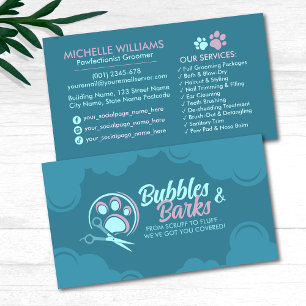 Pet Grooming Studio - Groomer Services Business Ca Visitenkarte