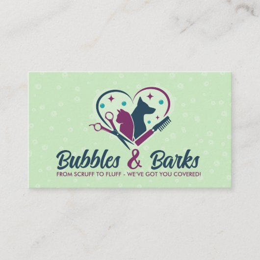 Pet Grooming Studio - Groomer Services Visitenkarte (Vorderseite)
