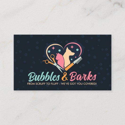 Pet Grooming Studio - Groomer Services Visitenkarte (Vorderseite)