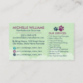 Pet Grooming Studio - Groomer Services Visitenkarte (Rückseite)